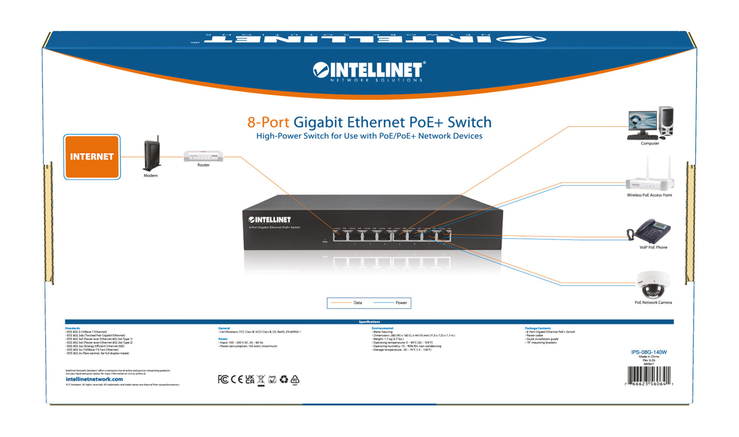 8-Port Gigabit Ethernet PoE+ Switch