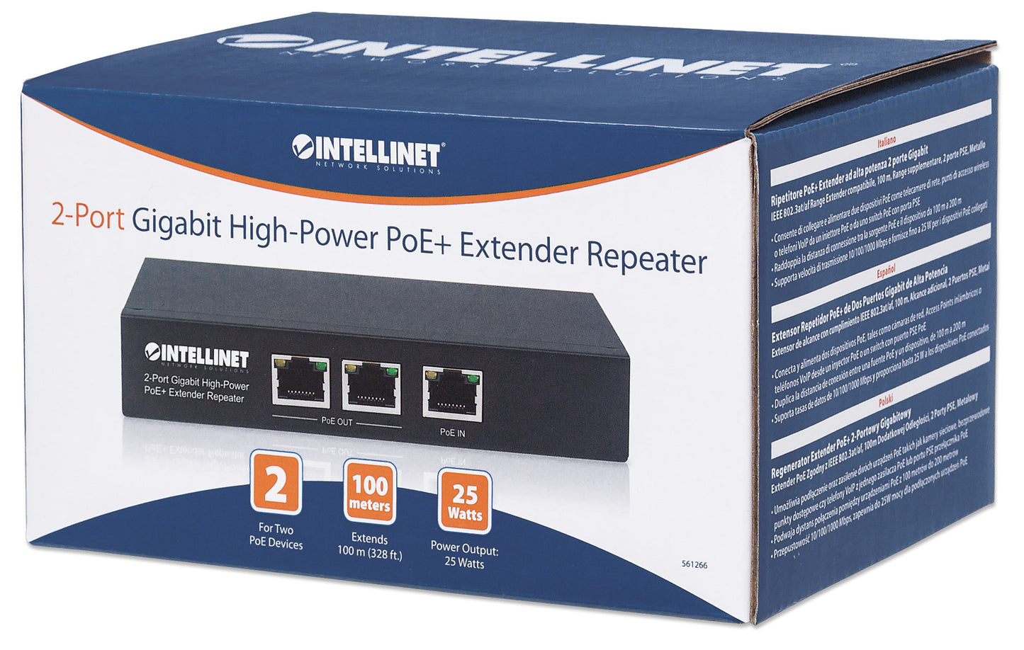 2-Port Gigabit High-Power PoE+ Extender Repeater