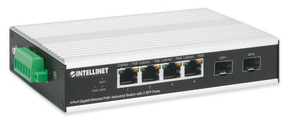 Industrial 4-Port Gigabit Ethernet PoE+ Switch with 2 SFP Ports
