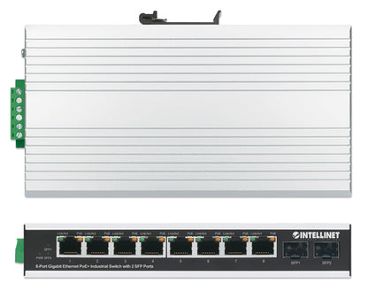 Industrial 8-Port Gigabit Ethernet PoE+ Switch with 2 SFP Ports
