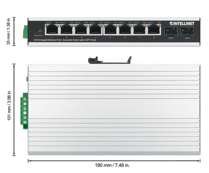 Industrial 8-Port Gigabit Ethernet PoE+ Switch with 2 SFP Ports
