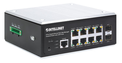 Industrial 8-Port Gigabit Ethernet PoE+ Layer 2+ Web-Managed Switch with 2 SFP Ports