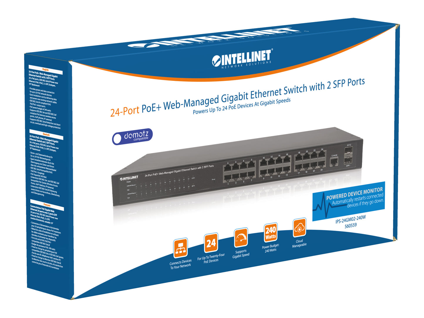 24-Port Gigabit Ethernet PoE+ Web-Managed Switch with 2 SFP Ports
