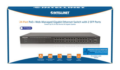 24-Port Gigabit Ethernet PoE+ Web-Managed Switch with 2 SFP Ports