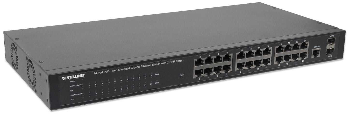 24-Port Gigabit Ethernet PoE+ Web-Managed Switch with 2 SFP Ports