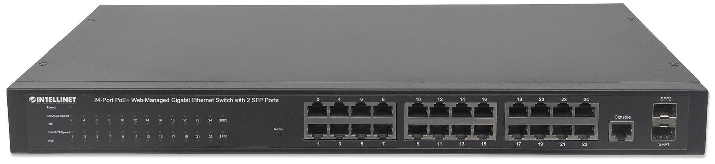 24-Port Gigabit Ethernet PoE+ Web-Managed Switch with 2 SFP Ports