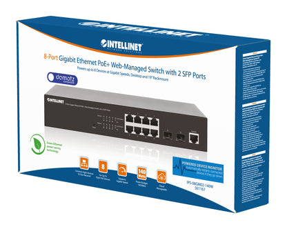 8-Port Gigabit Ethernet PoE+ Web-Managed Switch with 2 SFP Ports