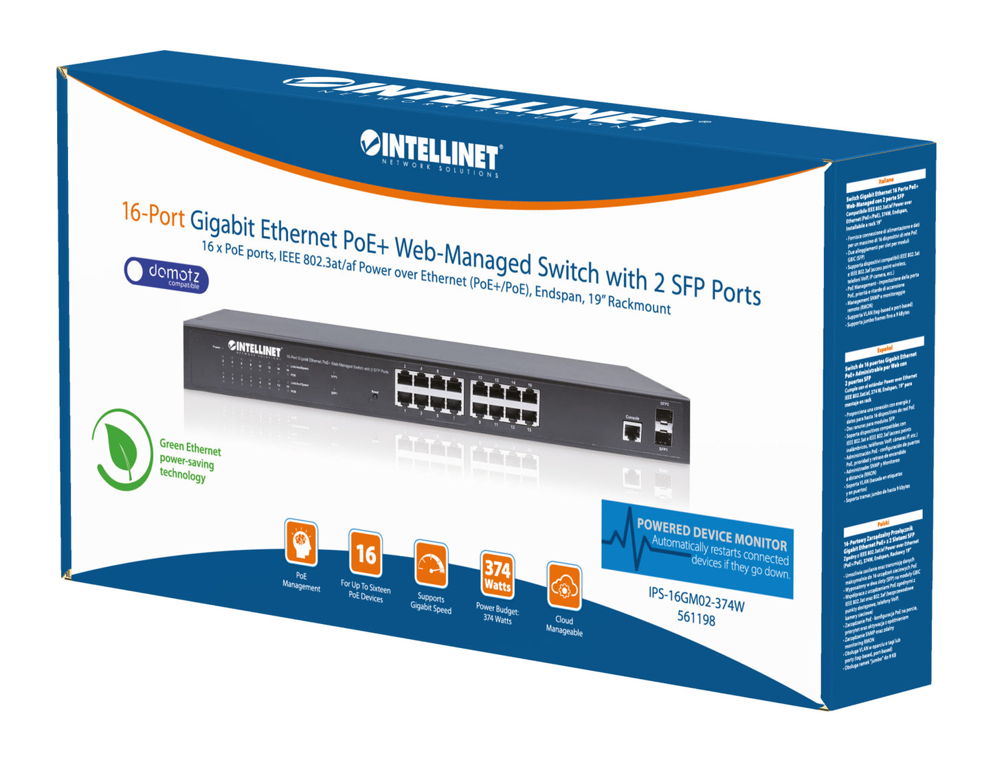 16-Port Gigabit Ethernet PoE+ Web-Managed Switch with 2 SFP Ports