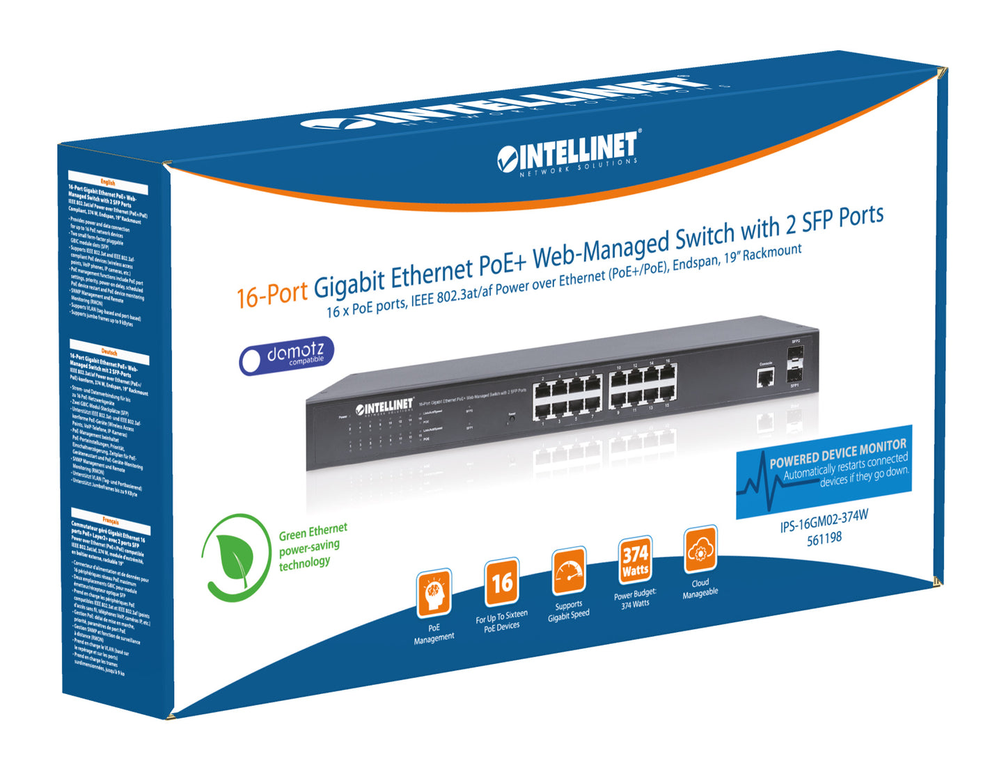 16-Port Gigabit Ethernet PoE+ Web-Managed Switch with 2 SFP Ports