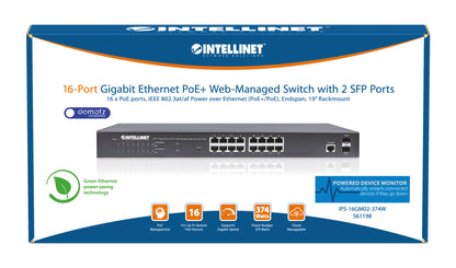 16-Port Gigabit Ethernet PoE+ Web-Managed Switch with 2 SFP Ports