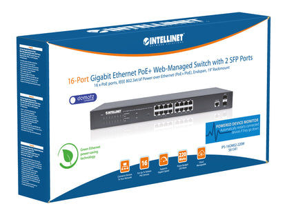 16-Port Gigabit Ethernet PoE+ Web-Managed Switch with 2 SFP Ports