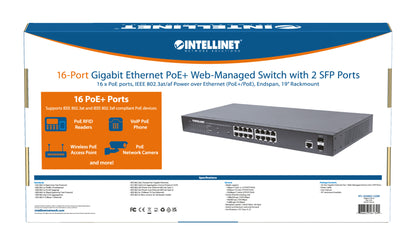 16-Port Gigabit Ethernet PoE+ Web-Managed Switch with 2 SFP Ports