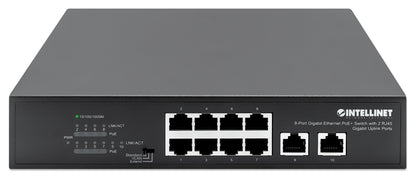 8-Port Gigabit Ethernet PoE+ Switch with 2 RJ45 Gigabit Uplink Ports