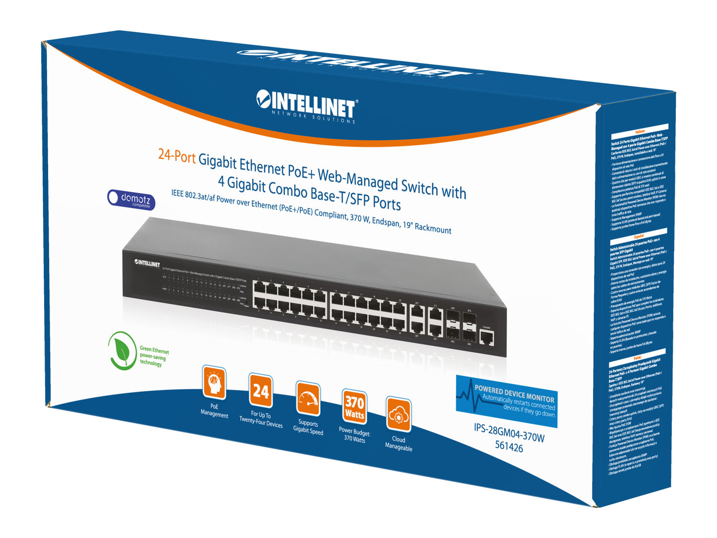 24-Port Gigabit Ethernet PoE+ Web-Managed Switch with 4 Gigabit Combo Base-T/SFP Ports