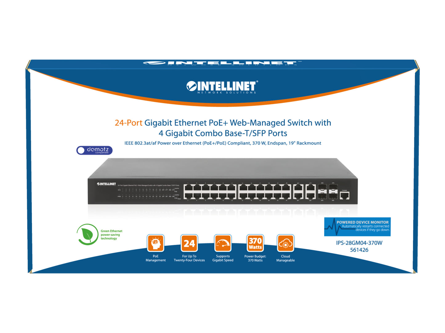 24-Port Gigabit Ethernet PoE+ Web-Managed Switch with 4 Gigabit Combo Base-T/SFP Ports