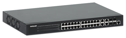 24-Port Gigabit Ethernet PoE+ Web-Managed Switch with 4 Gigabit Combo Base-T/SFP Ports