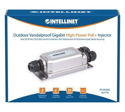 Outdoor Vandalproof Gigabit High-Power PoE+ Injector