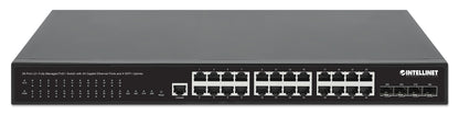28-Port L2+ Fully Managed PoE+ Switch with 24 Gigabit Ethernet Ports and 4 SFP+ Uplinks