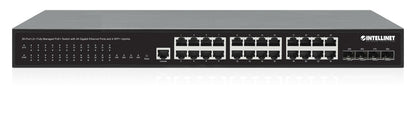 28-Port L2+ Fully Managed PoE+ Switch with 24 Gigabit Ethernet Ports and 4 SFP+ Uplinks