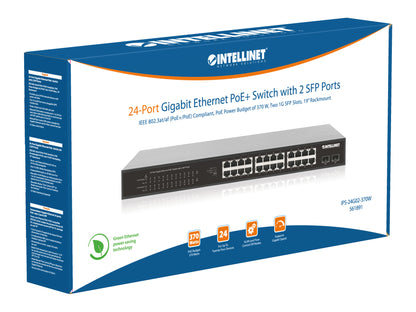 24-Port Gigabit Ethernet PoE+ Switch with 2 SFP Ports