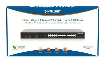 24-Port Gigabit Ethernet PoE+ Switch with 2 SFP Ports