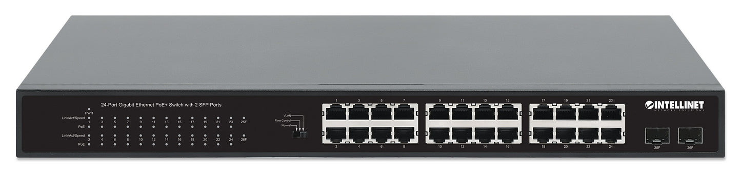 24-Port Gigabit Ethernet PoE+ Switch with 2 SFP Ports