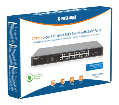 24-Port Gigabit Ethernet PoE+ Switch with 2 SFP Ports