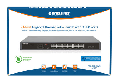 24-Port Gigabit Ethernet PoE+ Switch with 2 SFP Ports