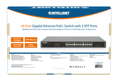 24-Port Gigabit Ethernet PoE+ Switch with 2 SFP Ports