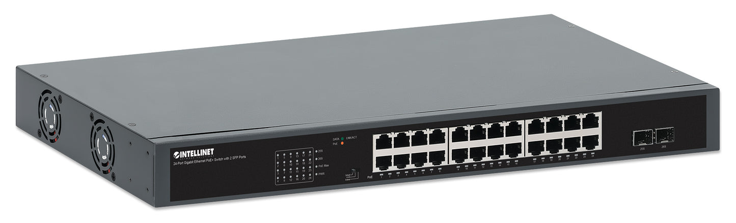 24-Port Gigabit Ethernet PoE+ Switch with 2 SFP Ports