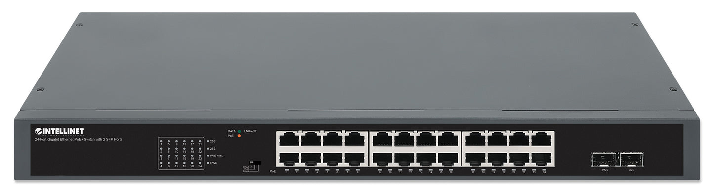 24-Port Gigabit Ethernet PoE+ Switch with 2 SFP Ports