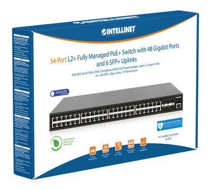 54-Port L2+ Fully Managed PoE+ Switch with 48 Gigabit Ethernet Ports and 6 SFP+ Uplinks