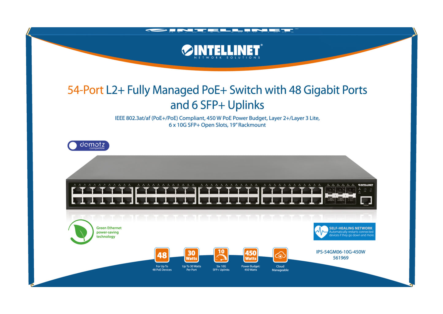 54-Port L2+ Fully Managed PoE+ Switch with 48 Gigabit Ethernet Ports and 6 SFP+ Uplinks