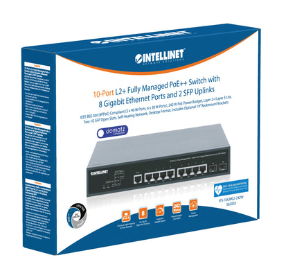10-Port L2+ Fully Managed PoE++ Switch with 8 Gigabit Ethernet Ports and 2 SFP Uplinks