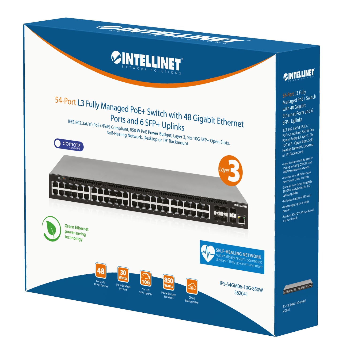 54-Port L3 Fully Managed PoE+ Switch with 48 Gigabit Ethernet Ports and 6 SFP+ Uplinks