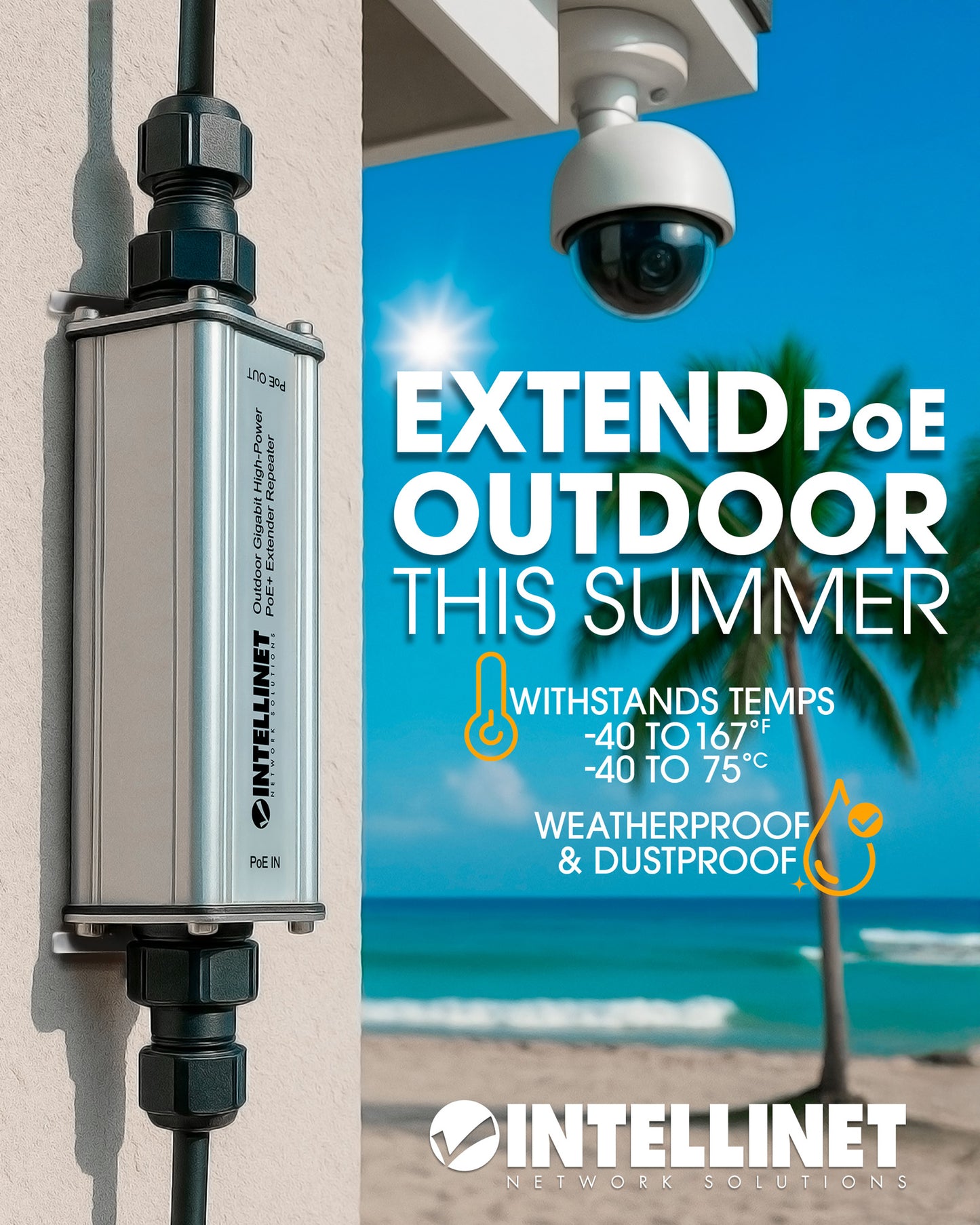 Outdoor Gigabit High-Power PoE+ Extender